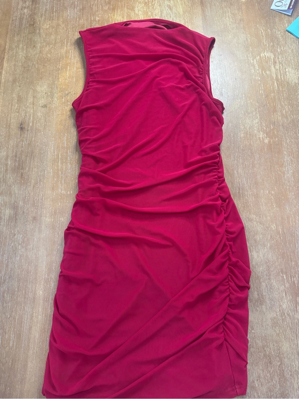 Sleeveless Ruched Mini Dress in Vibrant Red